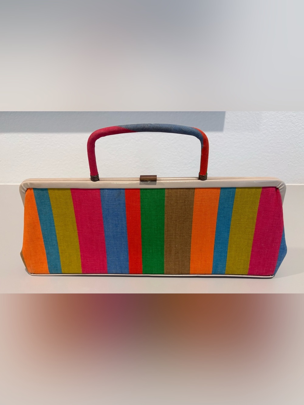 Colorblock Striped Top-Handle Bag in Multicolor